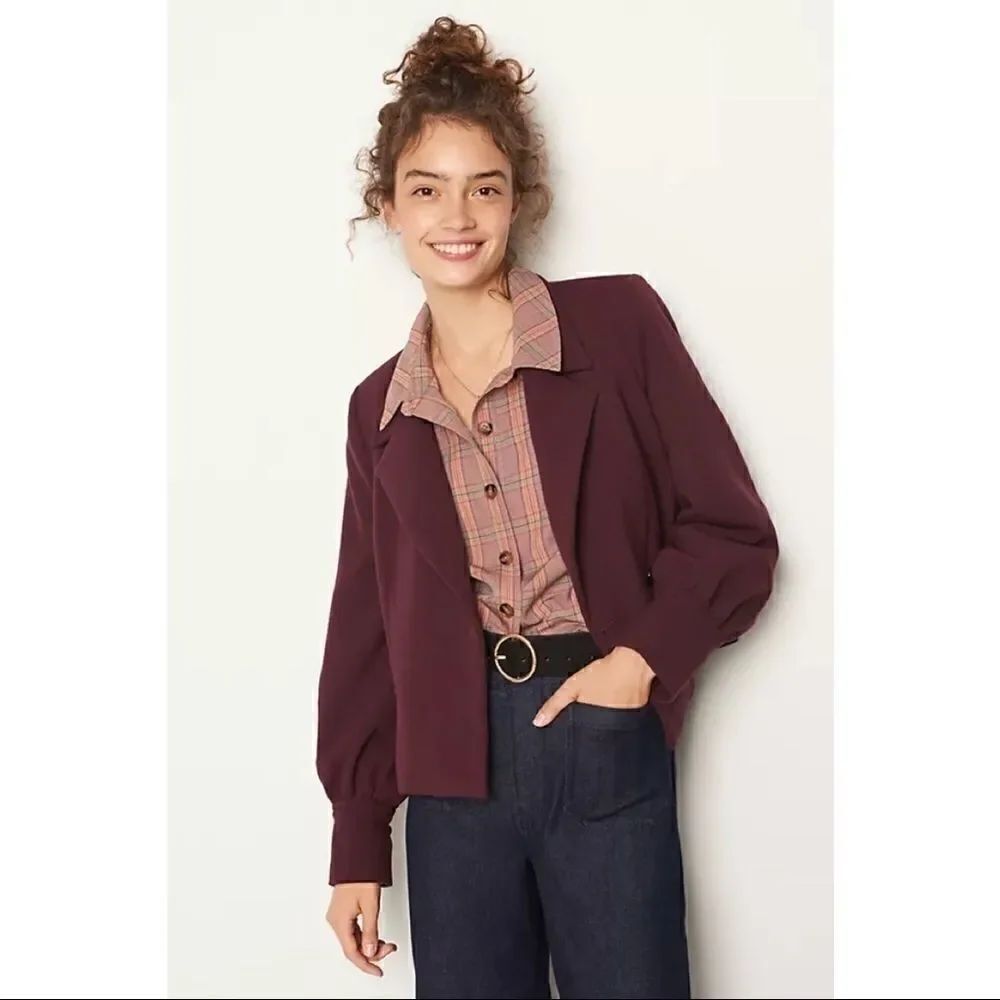 NEW Anthropologie Jessica Pocket Front Power Blazer Button Front Jacket Medium - Picture 1 of 3